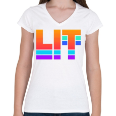 PRINTFASHION DJ LIT - Női V-nyakú póló - Fehér