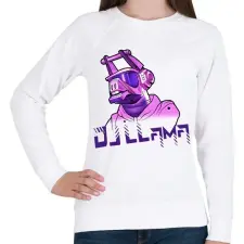 PRINTFASHION Dj LLama - Női pulóver - Fehér női pulóver, kardigán