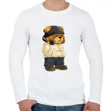 PRINTFASHION DJ maci - lemezlovas - Férfi hosszú ujjú póló - Fehér férfi póló