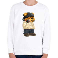 PRINTFASHION DJ maci - lemezlovas - Gyerek pulóver - Fehér