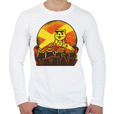 PRINTFASHION DJ macska - Férfi hosszú ujjú póló - Fehér férfi póló