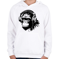 PRINTFASHION DJ Monkey - Gyerek kapucnis pulóver - Fehér