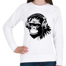 PRINTFASHION DJ Monkey - Női pulóver - Fehér női pulóver, kardigán