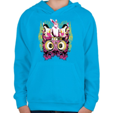 PRINTFASHION DJ Nyúl - Gyerek kapucnis pulóver - Azúrkék gyerek pulóver, kardigán