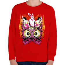 PRINTFASHION DJ Nyúl - Gyerek pulóver - Piros gyerek pulóver, kardigán