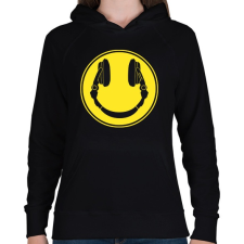 PRINTFASHION DJ Smile - Női kapucnis pulóver - Fekete női pulóver, kardigán