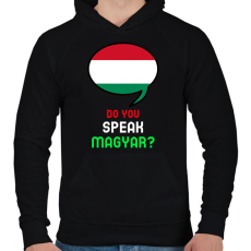 PRINTFASHION DO YOU SPEAK - Férfi kapucnis pulóver - Fekete