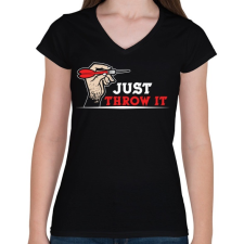 PRINTFASHION Dobd el! - Női V-nyakú póló - Fekete női póló