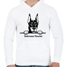 PRINTFASHION Doberman Pinscher - Férfi kapucnis pulóver - Fehér