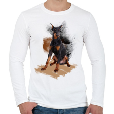 PRINTFASHION Dobermann - Férfi hosszú ujjú póló - Fehér férfi póló