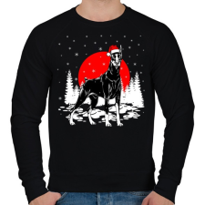 PRINTFASHION Dobermann karácsony - Férfi pulóver - Fekete férfi pulóver, kardigán