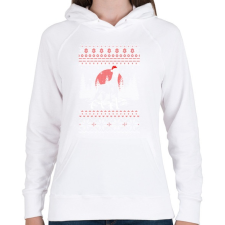 PRINTFASHION Dobermann karácsony mintás - Női kapucnis pulóver - Fehér női pulóver, kardigán