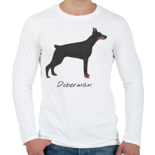 PRINTFASHION Dobermann kutyás póló - Férfi hosszú ujjú póló - Fehér férfi póló