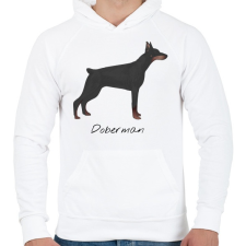 PRINTFASHION Dobermann kutyás póló - Férfi kapucnis pulóver - Fehér férfi pulóver, kardigán