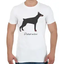PRINTFASHION Dobermann kutyás póló - Férfi póló - Fehér férfi póló