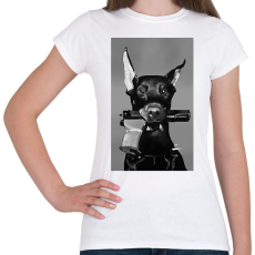 PRINTFASHION Dobermann with gun - Női póló - Fehér