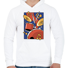 PRINTFASHION Dobolás - Férfi kapucnis pulóver - Fehér férfi pulóver, kardigán