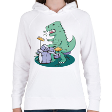 PRINTFASHION Dobos dínó - Női kapucnis pulóver - Fehér