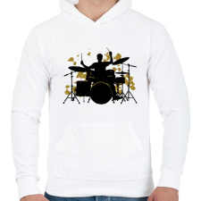 PRINTFASHION Dobos - Férfi kapucnis pulóver - Fehér férfi pulóver, kardigán