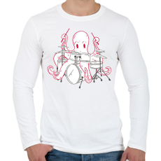 PRINTFASHION Dobos polip - Férfi hosszú ujjú póló - Fehér