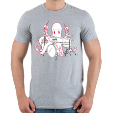 PRINTFASHION Dobos polip - Férfi póló - Sport szürke