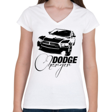 PRINTFASHION Dodge Charger  - Női V-nyakú póló - Fehér