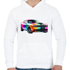 PRINTFASHION Dodge  - Férfi kapucnis pulóver - Fehér