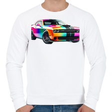 PRINTFASHION Dodge - Férfi pulóver - Fehér férfi pulóver, kardigán