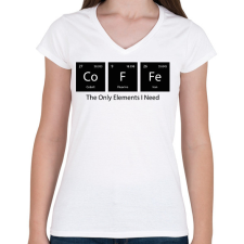 PRINTFASHION DoFFe - The Only Elements I Need - Női V-nyakú póló - Fehér női póló