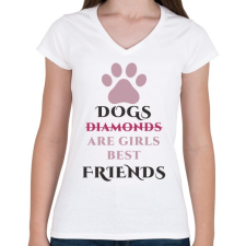PRINTFASHION Dog best friend - Női V-nyakú póló - Fehér női póló