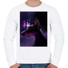 PRINTFASHION DOG DOBBI - Férfi pulóver - Fehér férfi pulóver, kardigán