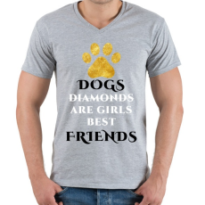 PRINTFASHION Dog friend - Férfi V-nyakú póló - Sport szürke