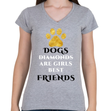 PRINTFASHION Dog friend - Női V-nyakú póló - Sport szürke női póló