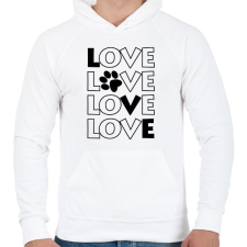 PRINTFASHION Dog Love - Férfi kapucnis pulóver - Fehér férfi pulóver, kardigán