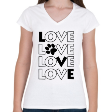PRINTFASHION Dog Love - Női V-nyakú póló - Fehér női póló