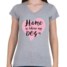 PRINTFASHION DOG LOVE - Női V-nyakú póló - Sport szürke női póló
