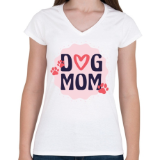 PRINTFASHION Dog mum - Női V-nyakú póló - Fehér