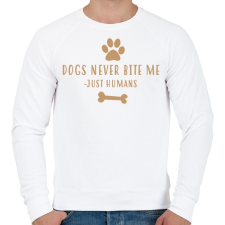 PRINTFASHION Dog never bite me - Férfi pulóver - Fehér férfi pulóver, kardigán