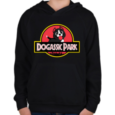 PRINTFASHION Dogassic Park - Gyerek kapucnis pulóver - Fekete