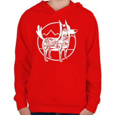 PRINTFASHION Doggo belülről - Gyerek kapucnis pulóver - Piros gyerek pulóver, kardigán