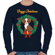 PRINTFASHION Doggy Christmas - Férfi pulóver - Sötétkék