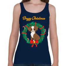 PRINTFASHION Doggy Christmas - Női atléta - Sötétkék női trikó