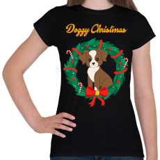 PRINTFASHION Doggy Christmas - Női póló - Fekete