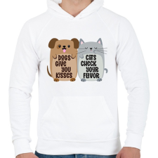 PRINTFASHION Dogs&cats - Férfi kapucnis pulóver - Fehér férfi pulóver, kardigán
