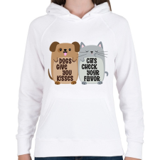 PRINTFASHION Dogs&cats - Női kapucnis pulóver - Fehér női pulóver, kardigán