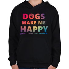 PRINTFASHION DOGS MAKE ME HAPPY2 - Gyerek kapucnis pulóver - Fekete gyerek pulóver, kardigán
