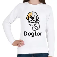 PRINTFASHION DoGtor - Női pulóver - Fehér női pulóver, kardigán