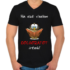 PRINTFASHION dolgozat - Férfi V-nyakú póló - Fekete férfi póló
