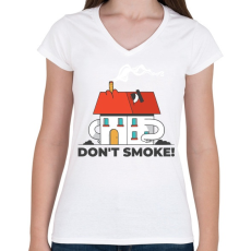PRINTFASHION Don't smoke - Női V-nyakú póló - Fehér