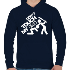 PRINTFASHION Don't Touch My Audi White - Férfi kapucnis pulóver - Sötétkék férfi pulóver, kardigán